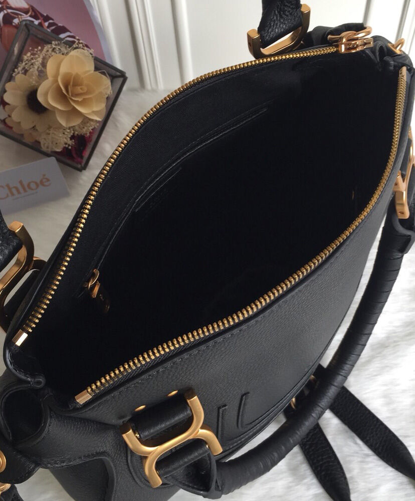 Chloe Marcie Grained Calfskin Leather Handbag Black